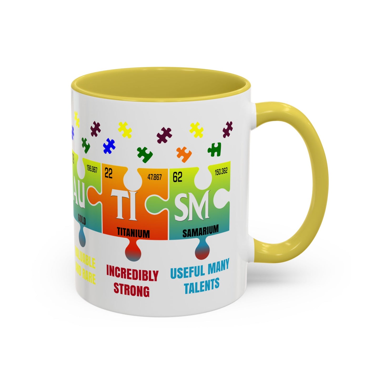 Colorful Puzzle Piece Mug - Unique Chemistry Inspired Design - Perfect Gift for Autistic Science Lovers