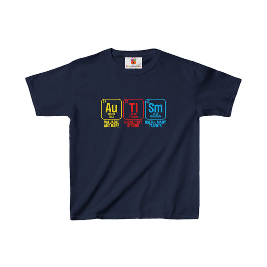 Autism Awareness Support, Autism Periodic Table  - Kids Heavy Cotton™ Tee