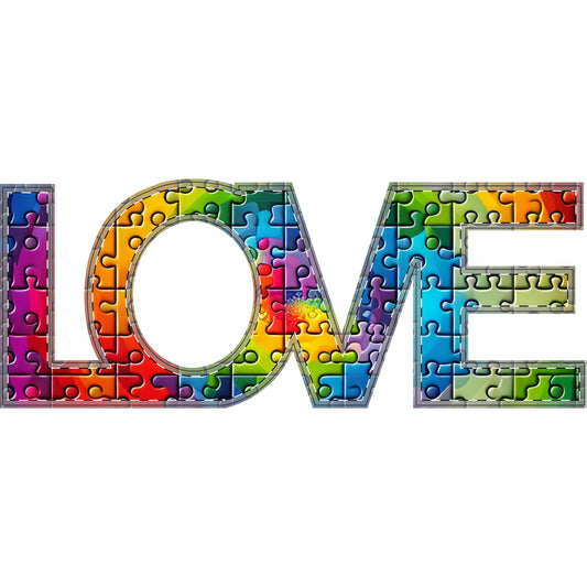 Colorful Love Puzzle Wooden Decor - Home & Office Accent